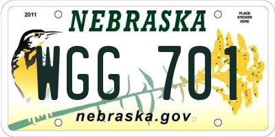NE license plate WGG701