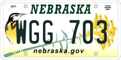 NE license plate WGG703