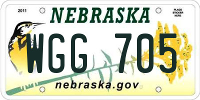 NE license plate WGG705