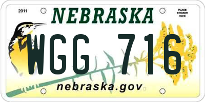 NE license plate WGG716