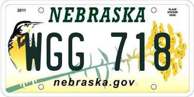 NE license plate WGG718