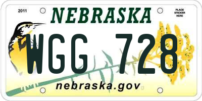 NE license plate WGG728