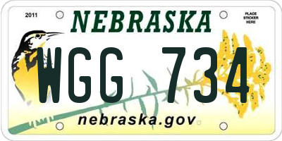 NE license plate WGG734