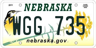 NE license plate WGG735