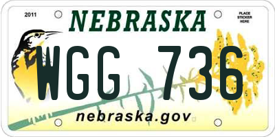 NE license plate WGG736