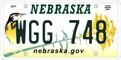 NE license plate WGG748