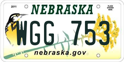 NE license plate WGG753