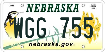 NE license plate WGG755