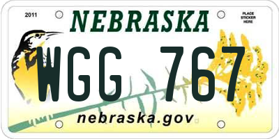 NE license plate WGG767