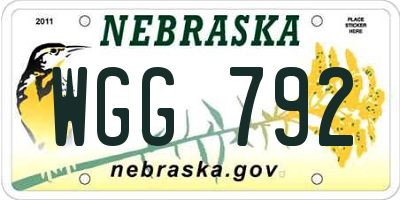 NE license plate WGG792