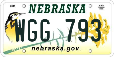 NE license plate WGG793