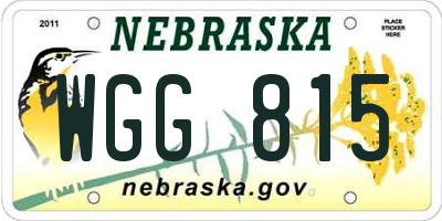 NE license plate WGG815