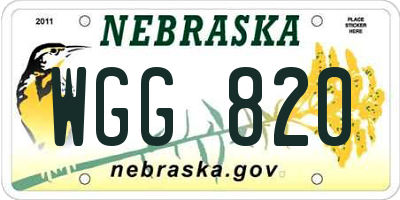 NE license plate WGG820