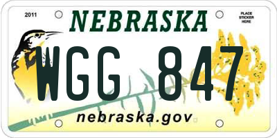 NE license plate WGG847