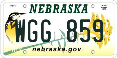 NE license plate WGG859