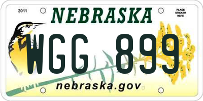 NE license plate WGG899