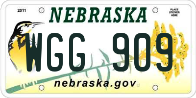NE license plate WGG909