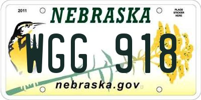 NE license plate WGG918