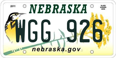 NE license plate WGG926