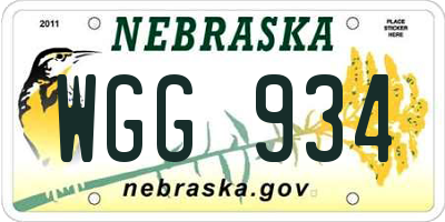 NE license plate WGG934