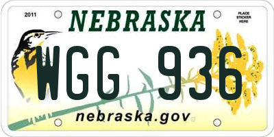NE license plate WGG936