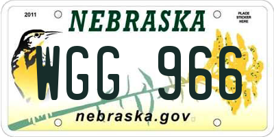 NE license plate WGG966