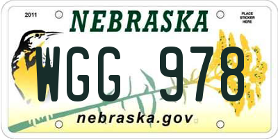 NE license plate WGG978