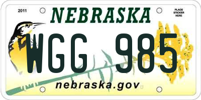 NE license plate WGG985