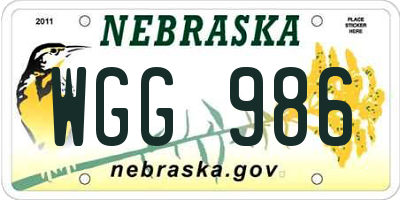 NE license plate WGG986