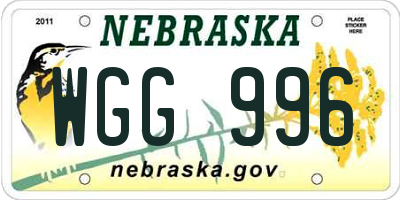 NE license plate WGG996