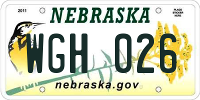 NE license plate WGH026