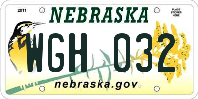 NE license plate WGH032