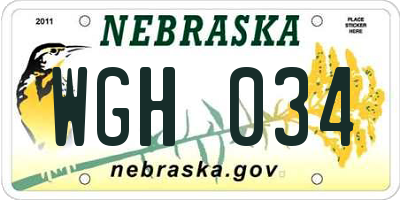 NE license plate WGH034