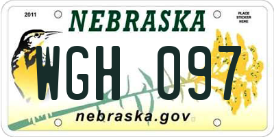 NE license plate WGH097