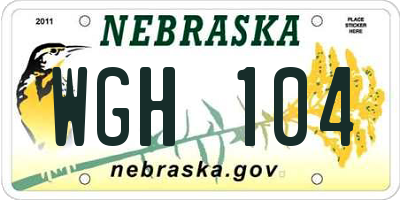 NE license plate WGH104