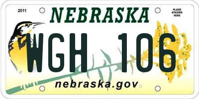 NE license plate WGH106