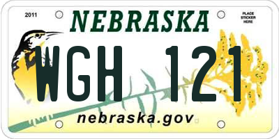 NE license plate WGH121