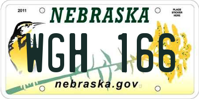 NE license plate WGH166