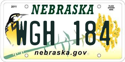 NE license plate WGH184