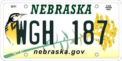 NE license plate WGH187