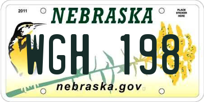 NE license plate WGH198