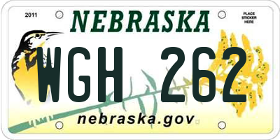 NE license plate WGH262