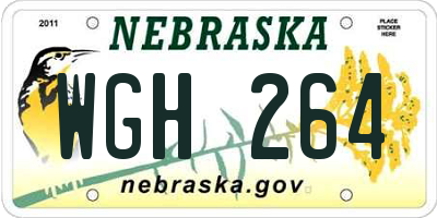 NE license plate WGH264