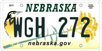 NE license plate WGH272