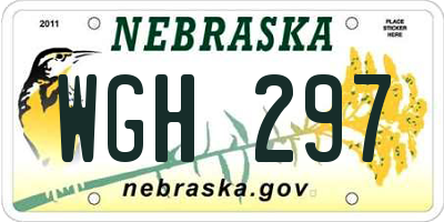 NE license plate WGH297