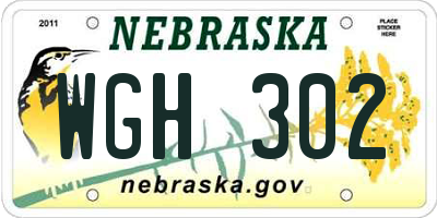 NE license plate WGH302