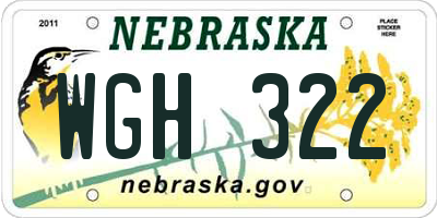 NE license plate WGH322