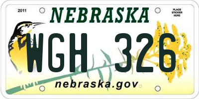 NE license plate WGH326