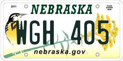 NE license plate WGH405