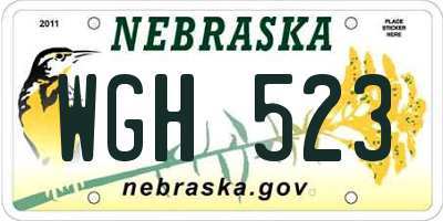 NE license plate WGH523